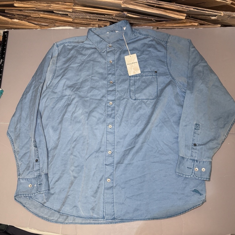 Tommy Bahama Men's Tahitian Twill Long Sleeve Button Shirt 3XLT Tall Blue